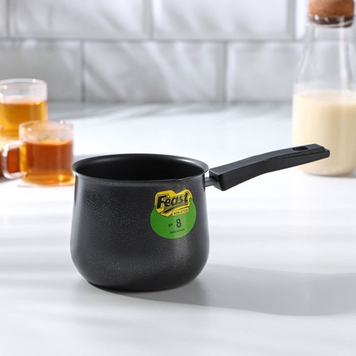 Турка &laquo;Мортен&raquo;, 600 мл, 20,5&times;9,7&times;8,5, пластиковая ручка, антипригарное покрытие, цвет чёрный