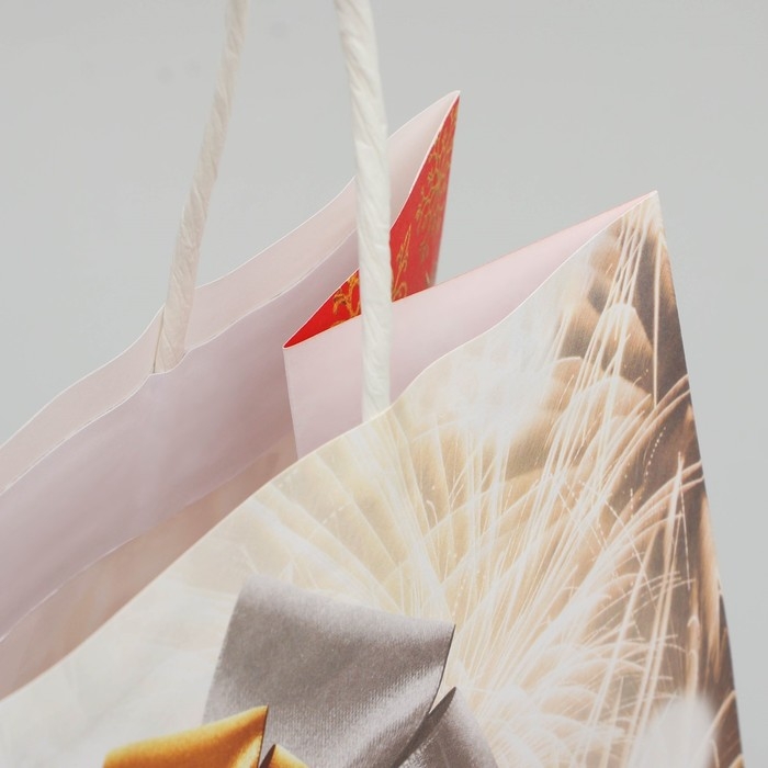 Пакет подарочный новогодний крафтовый &laquo;С Новым годом&raquo;, 22 х 25 х 12 см