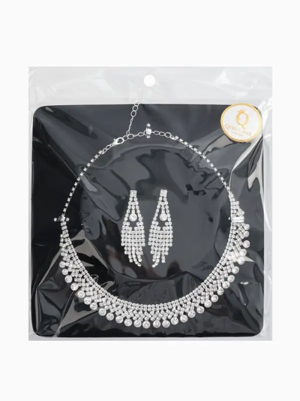 Набор 2 предмета: серьги, колье со стразами &laquo;Лёд&raquo;, d=13.5 см, белый в серебре