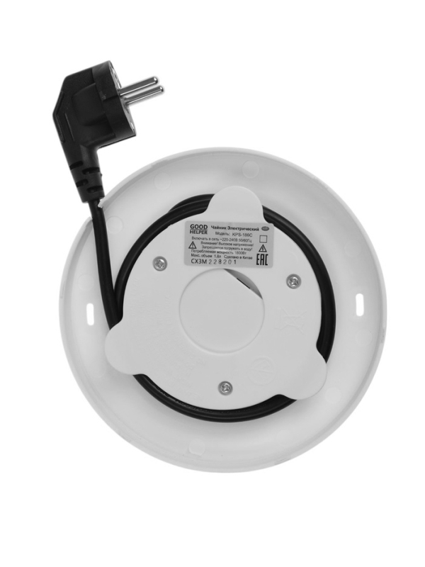 Чайник электрический GOODHELPER KPS-186C, пластик, нерж. сталь, 1.8 л, 1800 Вт, белый