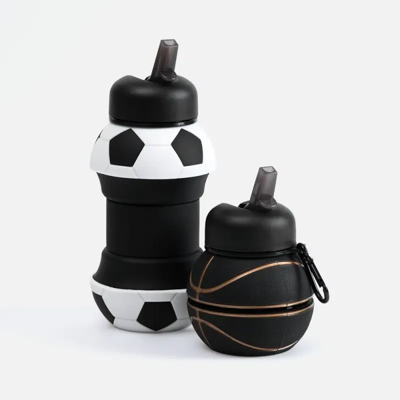 Складная бутылка для воды Basketball Flex, черная