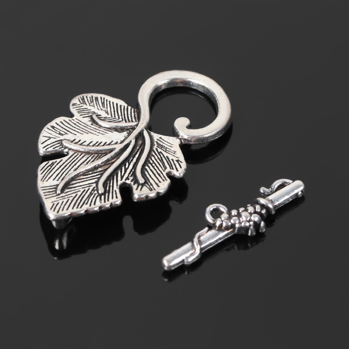 Замок-тогл &laquo;Виноград&raquo;, 36&times;23мм, цвет тибетское серебро (набор 2шт)