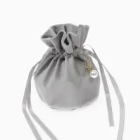 Мешочек бархатный с бусиной, 13х9 см, серый (фас. 10 шт)