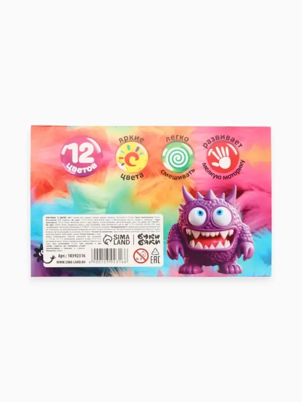 Пластилин 12 цветов, 180 г Буки Бяки