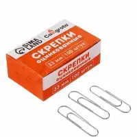 Скрепки 33мм оцинкованные в картонной коробке 100 штук, загнутые