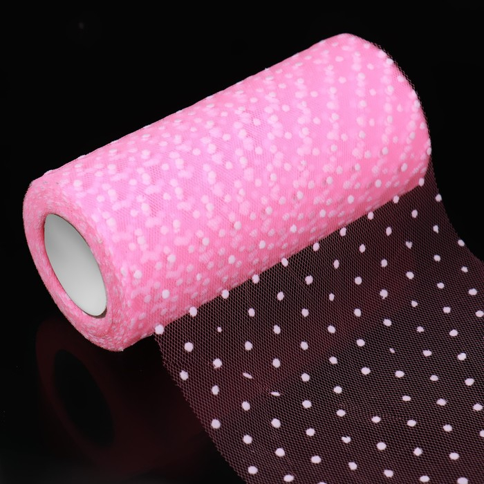 Фатин &laquo;Горох&raquo;, 15 см, 11 &plusmn; 1 г/кв.м, 23 &plusmn; 1 м, цвет розовый №4