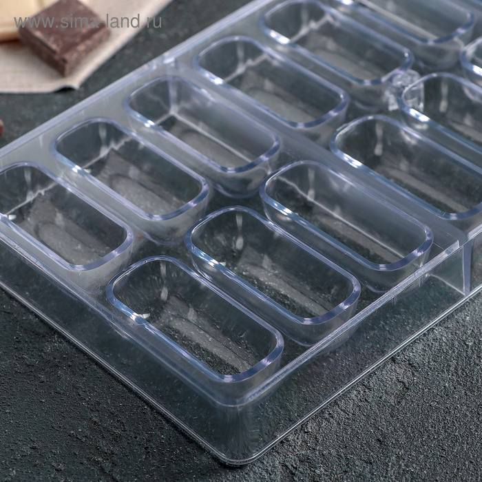 Форма для шоколада и конфет KONFINETTA &laquo;Батончик&raquo;, 28&times;14 см, 18 ячеек, цвет прозрачный