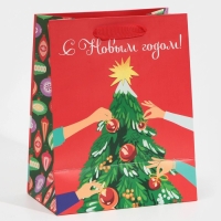 Пакет подарочный новогодний ламинированный &laquo;Шарики&raquo;, MS 18 х 23 х 10 см, Новый год