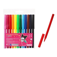 Фломастеры 12 цветов Kuromi, вентилируемый колпачок, европодвес Фломастеры 12 цветов Kuromi, вентилируемый колпачок, европодвес