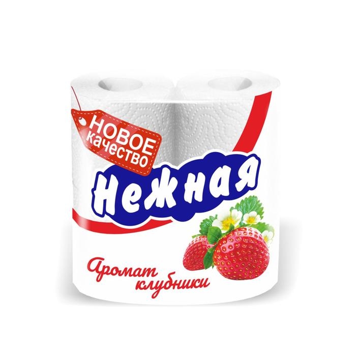 Туалетная бумага «Нежная» со втулкой, аромат клубники, 2 слоя, 4 рулона Туалетная бумага «Нежная» со втулкой, аромат клубники, 2 слоя, 4 рулона