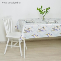 Клеенка столовая на нетканой основе &laquo;Букет ромашек&raquo;, ширина 125 см, рулон 25 м, цвет голубой