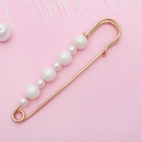 Булавка &laquo;Жемчужная дорожка&raquo;, 7,3 см, цвет белый в золоте