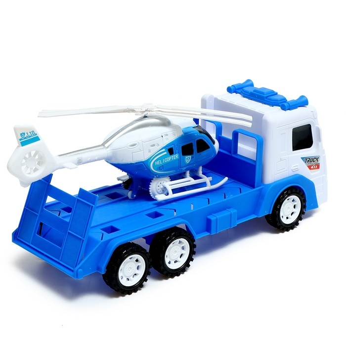 Грузовик инерционный &laquo;Автовоз&raquo;, вертолёт в комплекте, МИКС
