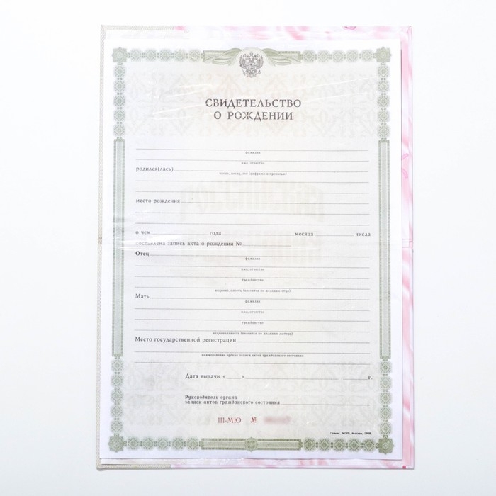 Папка для свидетельства о рождении &laquo;О рождении девочки&raquo;, А5