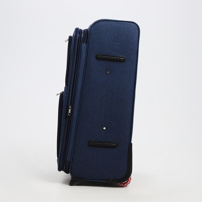 Чемодан большой 95 л (L), отдел на молнии, с расширением, кодовый замок, 3 колеса, 2 наружных кармана, цвет синий