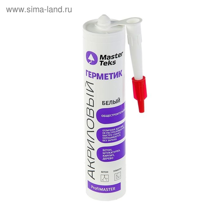 Герметик акриловый MasterTeks Profmaster, общестроительный, 290 мл, белый