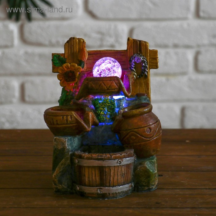 Фонтан "Кувшины и подсолнухи" 14х14х20 см (с подсветкой)