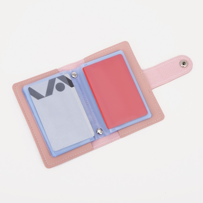 Визитница на кнопке на 26 карт, цвет розовый Визитница на кнопке на 26 карт, цвет розовый