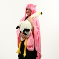 Мягкая игрушка &laquo;Фламинго&raquo; с пледом, 95 см, цвет белый