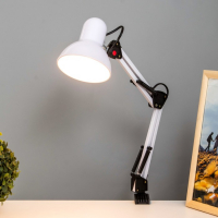 Лампа настольная Е27, h=55 см, шарнирная, на зажиме (220В) белая RISALUX