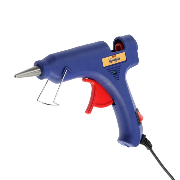 Клеевой пистолет ТУНДРА, 20 Вт, 220 В, шнур 1.2 м, выключатель, индикатор, антикапля, 7 мм Клеевой пистолет ТУНДРА, 20 Вт, 220 В, шнур 1.2 м, выключатель, индикатор, антикапля, 7 мм