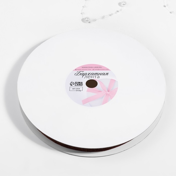 Лента бархатная, с золотым люрексом, 15 мм, 18 &plusmn; 1 м, цвет коричневый №119