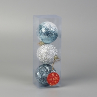 Набор шаров пластик d-8 см, 3 шт "Ксавье" ассорти, бело-синий Набор шаров пластик d-8 см, 3 шт "Ксавье" ассорти, бело-синий