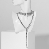 Колье &laquo;Вечернее&raquo; три ряда, цвет белый в серебре, 45 см