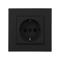 Розетка одноместная TOT Elegant, 16 А, скрытая, с з/к, черная Розетка одноместная TOT Elegant, 16 А, скрытая, с з/к, черная