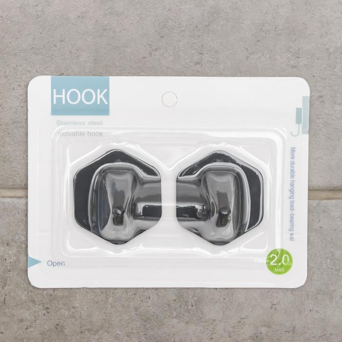 Крючки самоклеящиеся St&ouml;lz &laquo;Шестиугольник&raquo;, 2 шт, цвет чёрный