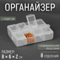 Органайзер для рукоделия, с подвесом, 8 отделений, 8 &times; 6 &times; 2 см, цвет прозрачный