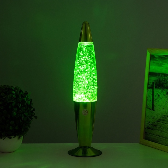 Лава-лампа "Ракета" 1х30Вт Е14-R39 (блестки) зеленый 11х11х41см
