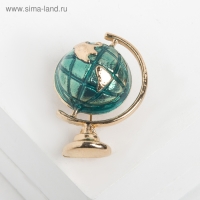 Брошь &laquo;Школа&raquo; глобус, цвет морской в золоте