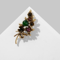 Брошь &laquo;Букет&raquo; с турмалином, цветная в чернёном золоте