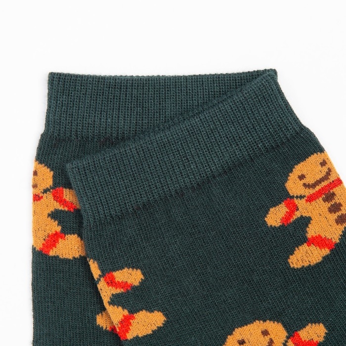 Носки женские &laquo;Печеньки&raquo; цвет тёмно-зелёный, размер 23-25