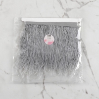 Тесьма с перьями страуса, 8-10 см, 5 ± 0,5 м, цвет светло-серый Тесьма с перьями страуса, 8-10 см, 5 ± 0,5 м, цвет светло-серый