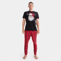 Пижама новогодняя мужская KAFTAN "Дед Мороз", цвет красный/чёрный, размер 50 Пижама новогодняя мужская KAFTAN "Дед Мороз", цвет красный/чёрный, размер 50
