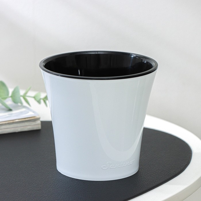 Кашпо для цветов со вставкой &laquo;Арте&raquo;, 600 мл, бело-чёрное