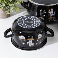 Набор кастрюль &laquo;Чёрные кактусы&raquo;, 3 предмета: 2,1 л, 3,1 л, 4 л, индукция