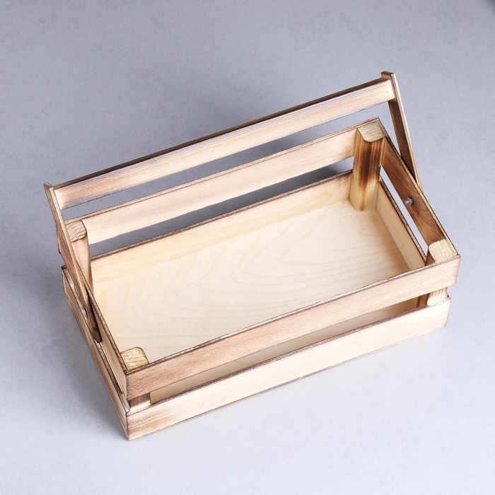 Кашпо деревянное 24.5&times;13.5&times;9 см "Двушка Лайт", двухреечное, обжиг Дарим Красиво