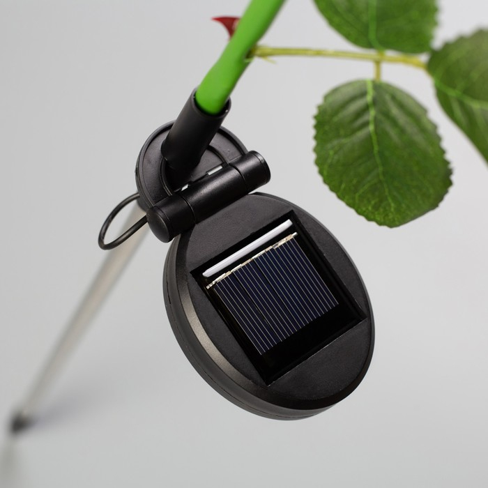 Садовый светильник на солнечной батарее &laquo;Роза жёлтая&raquo;, 75 см, 5 LED, свечение белое