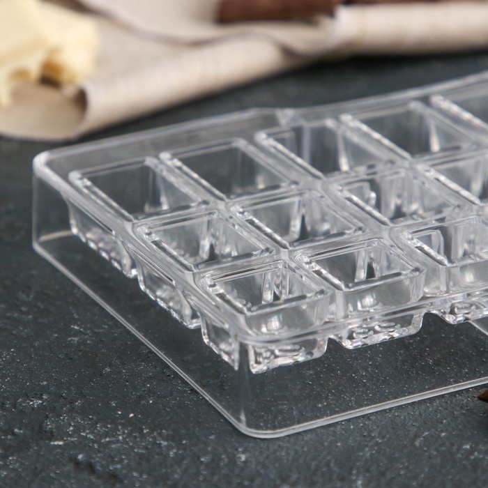 Форма для конфет и шоколада &laquo;Лего&raquo;, 24 ячейки, 20&times;12&times;2,5 см, глубина 1,5 см, цвет прозрачный