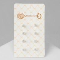 Пусеты 4 пары &laquo;Романтика&raquo; винтажная роза, цвет бело-серый в серебре