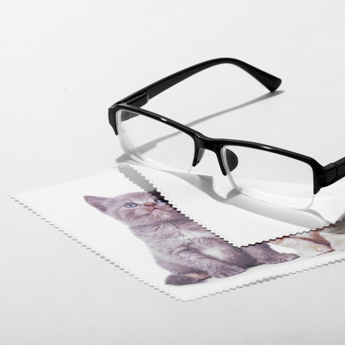 Салфетка для очков TAO41 &laquo;Котята&raquo;, 15&times;18см, цвет бежевый