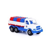 Автомобиль бортовой &laquo;Сталкер&raquo;, цвет бело-синий + конструктор &laquo;Юниор&raquo;, 20 элементов