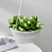 Кашпо для цветов подвесное с прикорневым поливом &laquo;Мальва&raquo;, 4.7 л, белое