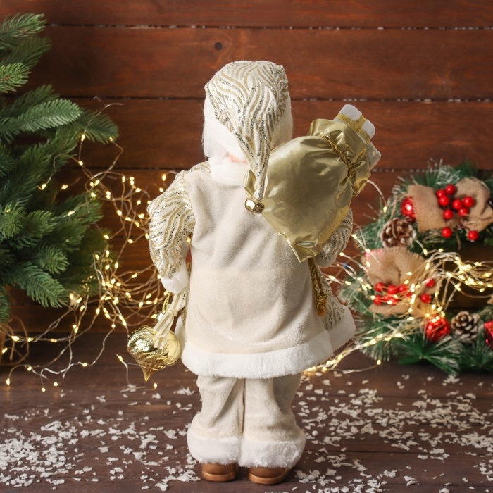 Дед Мороз Дед Мороз "В блестящем кафтане, с подарками" двигается, 45х24 см, золото