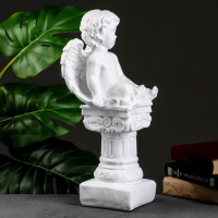 Фигура гипс &laquo;Ангел на пьедестале&raquo;, белый, 15&times;15&times;42 см