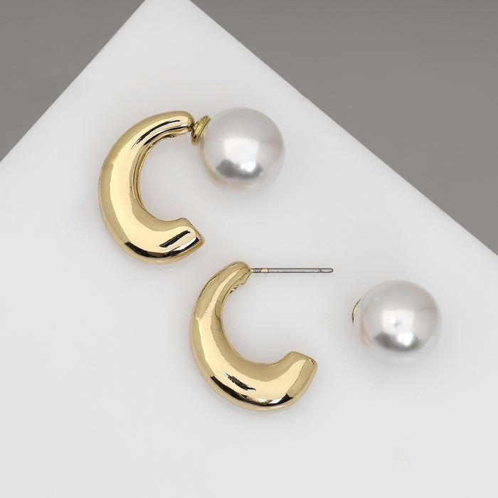 Серьги с жемчугом &laquo;Эксклюзив&raquo; полукольца, цвет золото