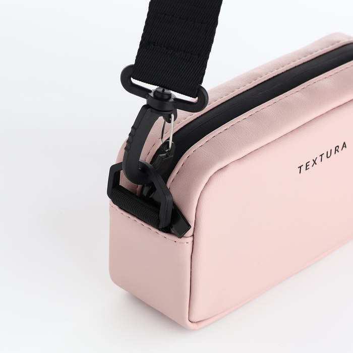 Сумка женская на молнии, TEXTURA, маленький размер, длинный ремень, цвет розовый